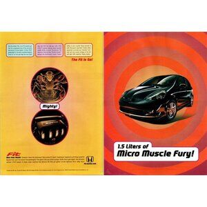 2006 Honda Fit Sport Compact Hatchback 2 Page Vintage Print Ad Wall Art